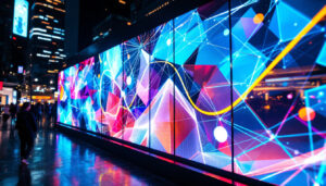 A photograph of a vibrant led display showcasing geometric shapes and patterns that visually represent the concept of convexity