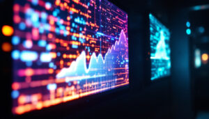 A photograph of capture a photograph of a vibrant led display showcasing dynamic audio visualizations
