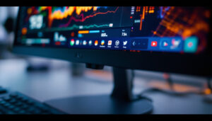 A photograph of a close-up view of a bto monitor's led display in action