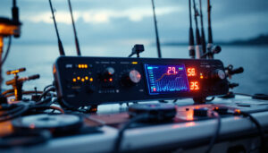 A photograph of a well-organized planer board set up on a boat