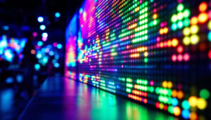 A photograph of a vibrant led display in action