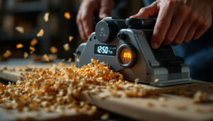 A photograph of a manual planer in action