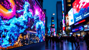 A photograph of capture a photograph of a vibrant outdoor led display in action