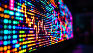 A photograph of a vibrant led display in action