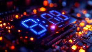 A photograph of a close-up shot of a dual led counter display