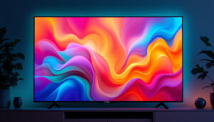 A photograph of a sleek led display showcasing vibrant colors and sharp images