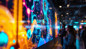 A photograph of a modern indoor led display in use