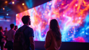 A photograph of a vibrant led video wall in an engaging setting