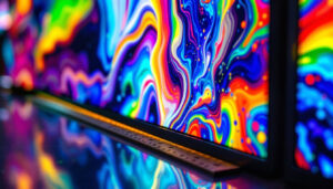 A photograph of a close-up of a 22-inch led display showcasing vibrant colors and sharp details
