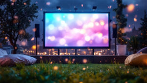 A photograph of a vibrant led display in an outdoor setting