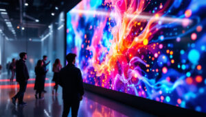A photograph of a vibrant led display in action
