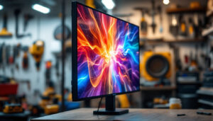 A photograph of capture a photograph of a well-lit led display in a rental setting