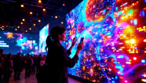 A photograph of a vibrant led display in use at an event