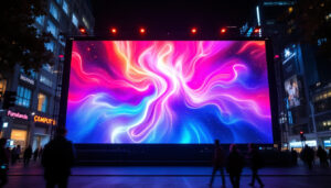 A photograph of a vibrant led display in action
