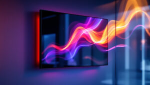 A photograph of a sleek led panel mounted on a modern wall