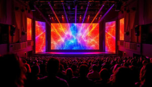 A photograph of capture a photograph of the vibrant led display at the hillsboro artists' regional theatre
