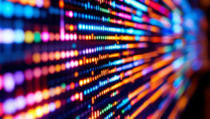 A photograph of a close-up of a vibrant led display showcasing the intricate details of driver updates in action