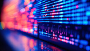 A photograph of a close-up of an led display screen