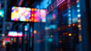 A photograph of capture a photograph of a vibrant led display in action