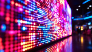 A photograph of a vibrant led display in action