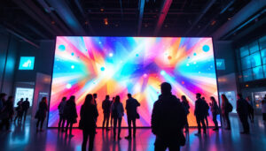 A photograph of a vibrant led display in action