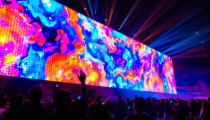 A photograph of a vibrant led display in action