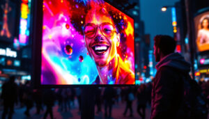 A photograph of capture a photograph of a vibrant led display in use
