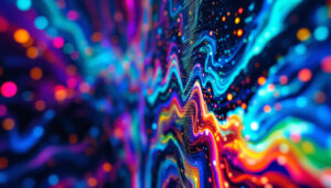 A photograph of a close-up of a vibrant oled display showcasing vivid colors and deep blacks
