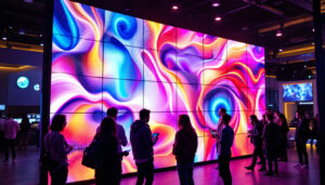 A photograph of capture a photograph of a vibrant led wall screen in use