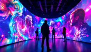 A photograph of a dynamic led wall setup in a virtual production environment