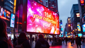 A photograph of a vibrant led display board in action
