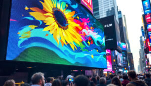 A photograph of a vibrant p3.91 led screen in use
