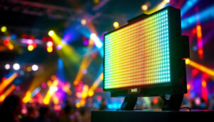 A photograph of capture a photograph of the vx400 novastar led display in a vibrant setting
