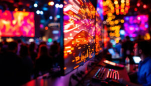 A photograph of a vibrant led screen in use at an event