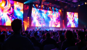 A photograph of a vibrant led display in action at an event
