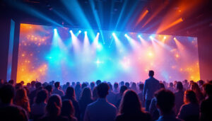 A photograph of a vibrant led wall in use at an event