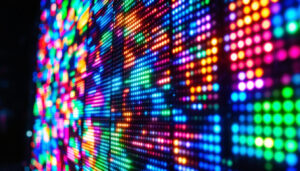 A photograph of capture a photograph of a vibrant led display in action