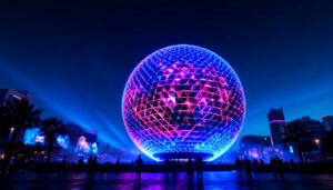 A photograph of capture a photograph of the sphere in las vegas