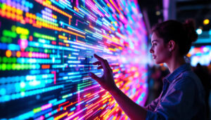 A photograph of a vibrant led display in action
