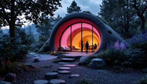 A photograph of a vibrant cob house in oregon