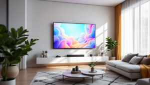 A photograph of a stylishly designed temporary wall system in a modern home setting