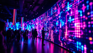 A photograph of capture a photograph of a vibrant led display in action