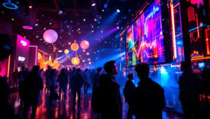 A photograph of a vibrant led display in action at the mgp conference 2024