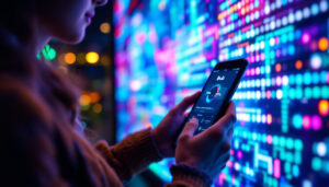 A photograph of capture a photograph of a vibrant led display in action