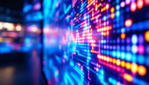A photograph of a vibrant led display in use