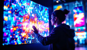 A photograph of a vibrant led display in action
