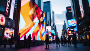 A photograph of capture a photograph of a vibrant outdoor led display screen in use