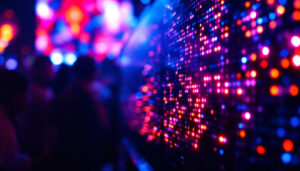 A photograph of capture a photograph of a vibrant led video panel in action