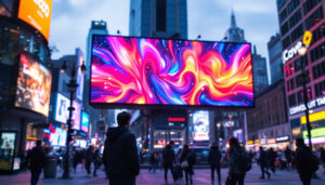 A photograph of a vibrant outdoor led display in action