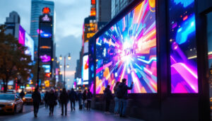 A photograph of a vibrant outdoor led display in use